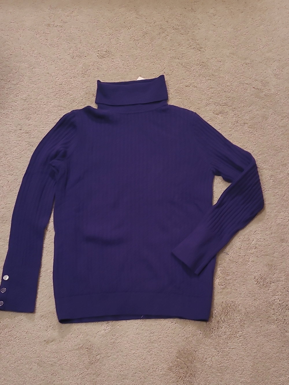 NWT Talbots Womens Size S Deep Purple Ribbed Turtleneck Sweater